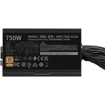 Fuente de Poder Cooler Master MWE Gold 750 V3 750W 80 Plus Gold ATX 3.1 No Modular