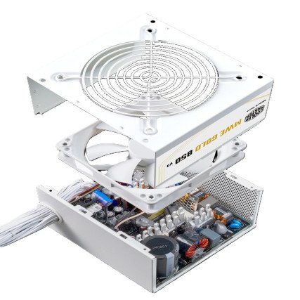 Fuente de Poder Cooler Master MWE 850W Blanca ATX 3.1 PFC Activo No Modular