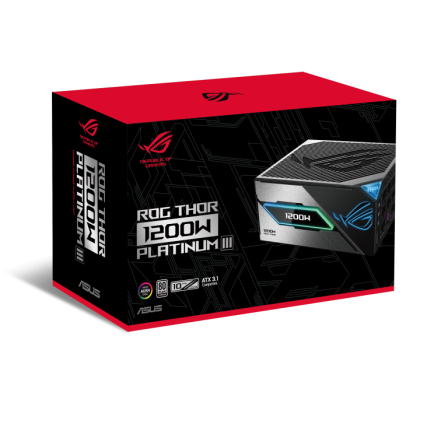 Fuente de Poder ASUS ROG Thor 1200W, Platinum 80 Plus ATX 3.1 Modular con Pantalla OLED