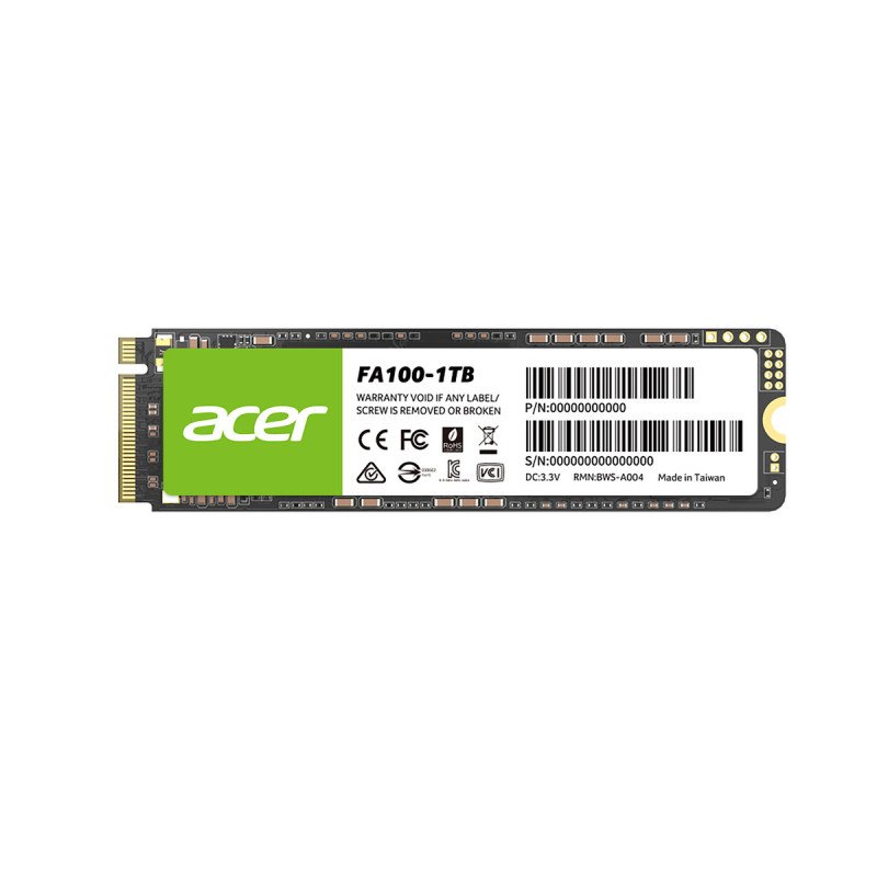 SSD Acer FA100 1TB M.2 NVMe PCIe, Hasta 3300MB/s