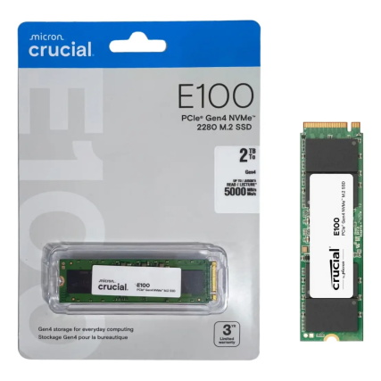 Unidad SSD Crucial E100 M.2 NVMe 2TB PCIe Gen4 2280