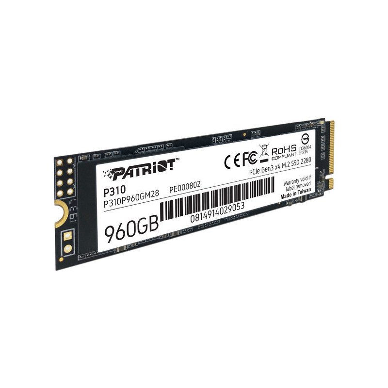 SSD Patriot P310 960GB M.2 NVMe PCIe 3.0 x4 2280 Alta Velocidad P310P960GM28