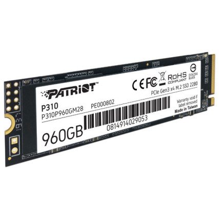 SSD Patriot P310 960GB M.2 NVMe PCIe 3.0 x4 2280 Alta Velocidad P310P960GM28