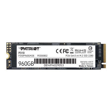 SSD Patriot P310 960GB M.2 NVMe PCIe 3.0 x4 2280 Alta Velocidad P310P960GM28