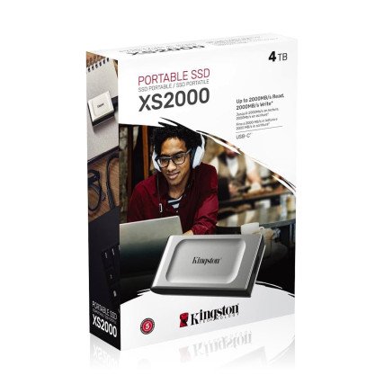 Unidad SSD Externa Kingston XS2000 4TB USB 3.2 Gen 2x2 Tipo C Portátil Negro/Plata