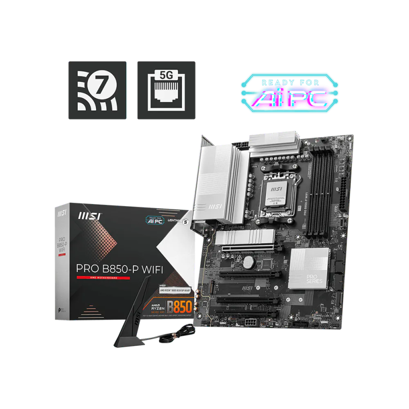 Motherboard MSI PRO B850-P WIFI Socket AM5 ATX,  4 DDR5, 8200MHz