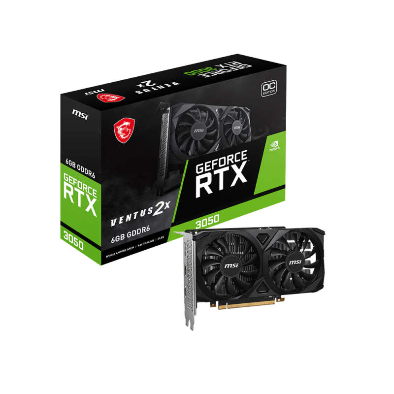 Tarjeta de Video MSI GeForce RTX 3050 Ventus 2X 6G OC 6GB GDDR6