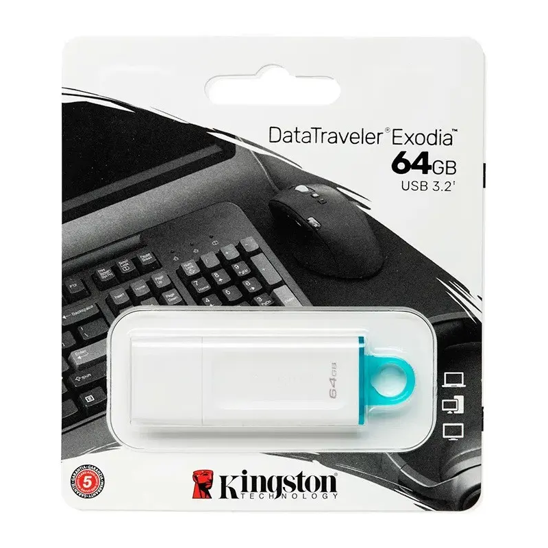 Memoria Flash Kingston 64GB USB 3.2 Gen 1 Blanca