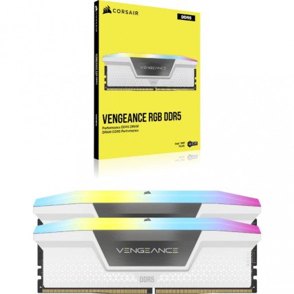 Memoria RAM Corsair Vengeance RGB DDR5 64GB 6400MHz (2x32GB) Blanca CL32