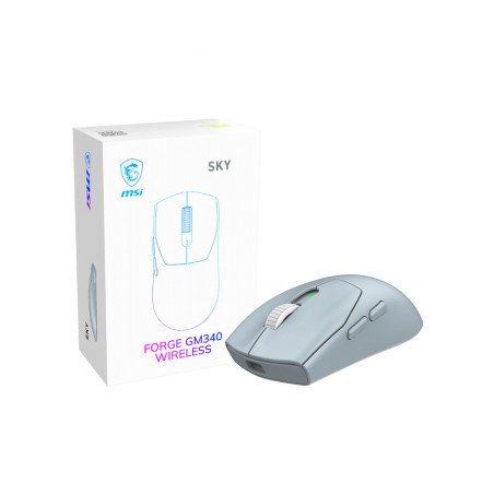 Mouse Gaming MSI Forge GM340 Sky 12000 DPI 6 Botones Azul