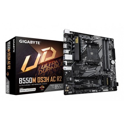 Tarjeta Madre Gigabyte B550M DS3H AC R2 Micro-ATX AM4 DDR4 hasta 128GB