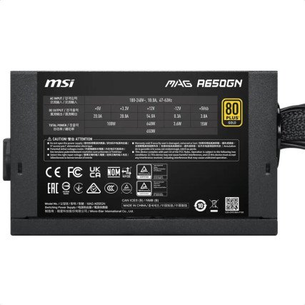 Fuente de Poder MSI MAG A650GN II 650W 80 PLUS Gold