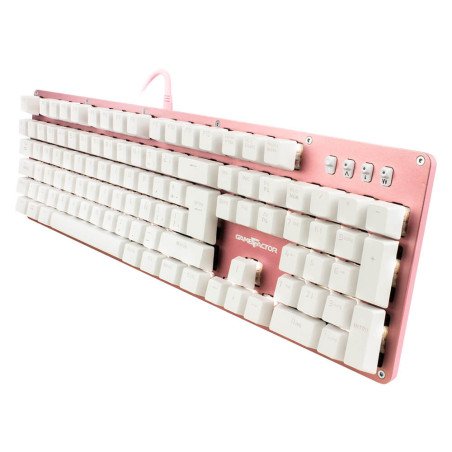 Teclado Mecánico Gamer Game Factor KBG400 Rosa, Switch KRED Blue, USB