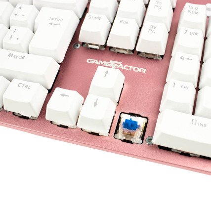 Teclado Mecánico Gamer Game Factor KBG400 Rosa, Switch KRED Blue, USB