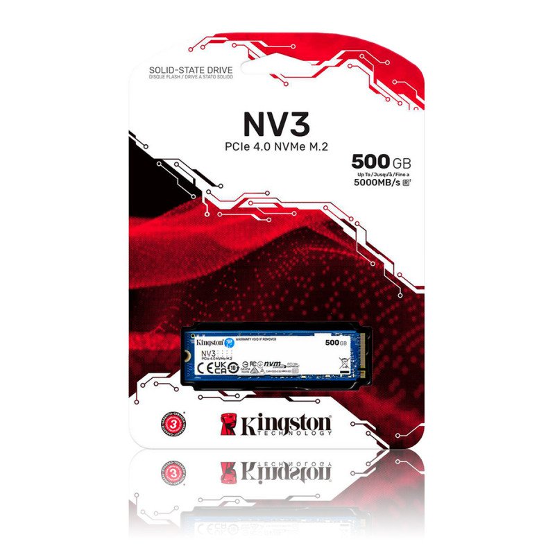 SSD Kingston NV3 500GB M.2 2280 NVMe PCIe 4.0, Hasta 5000MB/s