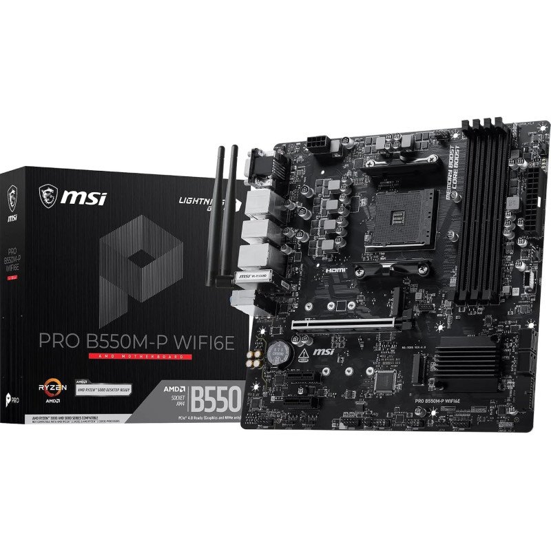 Tarjeta Madre MSI PRO B550M-P WIFI6E AM4 DDR4 Tarjeta Madre MSI PRO B550M-P WIFI6E AM4 DDR4