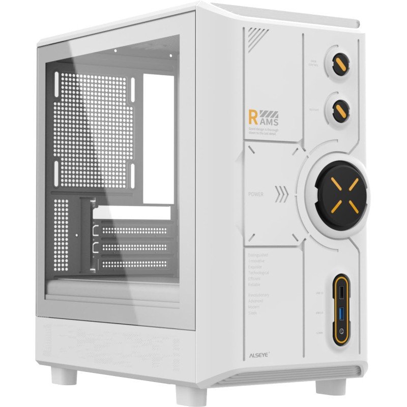 Gabinete ALSEYE RAMS 2.0 ATX/ITX con Cristal Templado Blanco