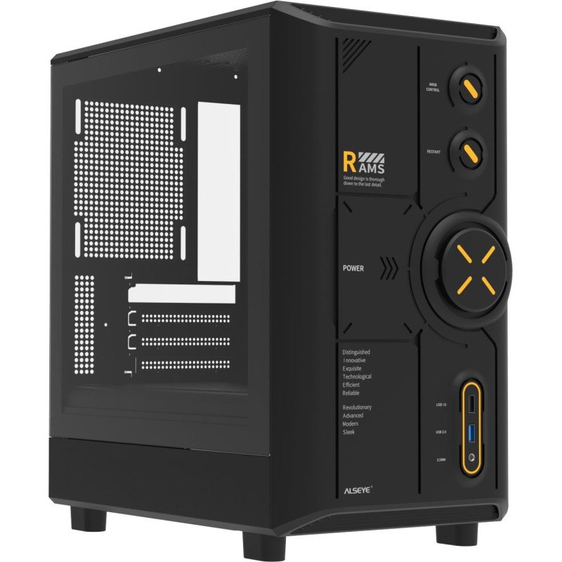 Gabinete ALSEYE RAMS 2.0 ATX/ITX con Cristal Templado Negro