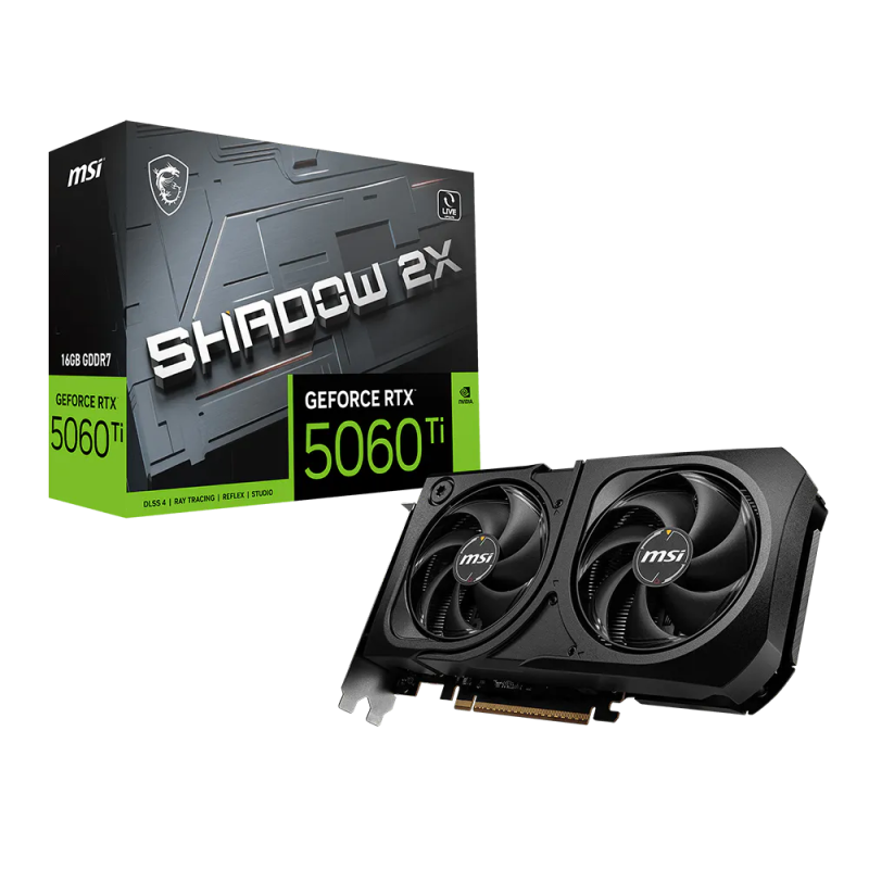 Tarjeta de Video MSI GeForce RTX 5060 Ti Shadow 2X OC Plus 16GB GDDR7