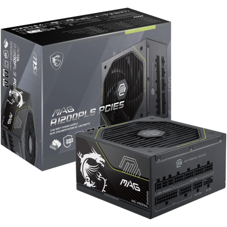 Fuente de Poder MSI MAG A1200PLS PCIe 5 1200W 80 Plus Platinum Full Modular