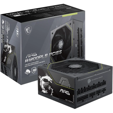 Fuente de Poder MSI MAG A1200PLS PCIe 5 1200W 80 Plus Platinum Full Modular