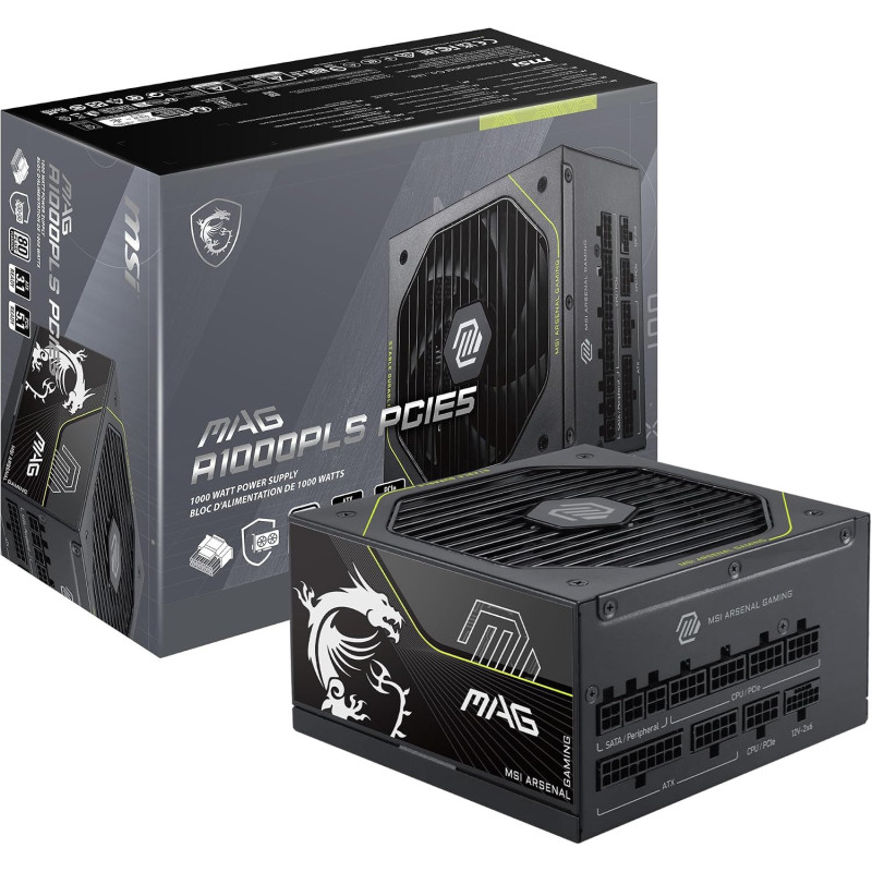 Fuente de Poder MSI MAG A1000PLS PCIe 5.1 1000W Full Modular (MAG A1000PLS PCIE5)