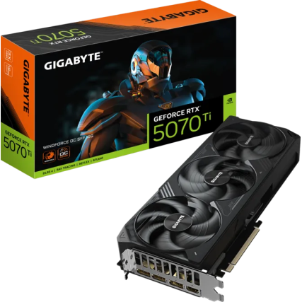 Tarjeta de Video Gigabyte GeForce RTX 5070 Ti WINDFORCE OC 16GB GDDR7 PCIe 5.0