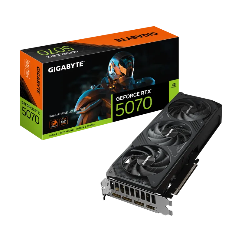 Tarjeta de Video Gigabyte GeForce RTX 5070 WINDFORCE OC 12GB GDDR7 PCIe 5.0 Tarjeta de Video Gigabyte GeForce RTX 5070 WINDFORCE OC 12GB GDDR7 PCIe 5.0