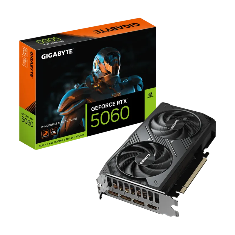 Tarjeta de Video Gigabyte GeForce RTX 5060 WINDFORCE MAX OC V2 8GB GDDR7 PCIe 5.0