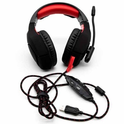 Yeyian Audífonos Gamer Wicked Serie 3000, Alámbrico, 2.2 Metros, USB, Negro/Rojo