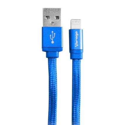 CABLE VORAGO CAB-119 AZUL USB-APPLE LIGHTNING 1 METRO AZUL BOLSA